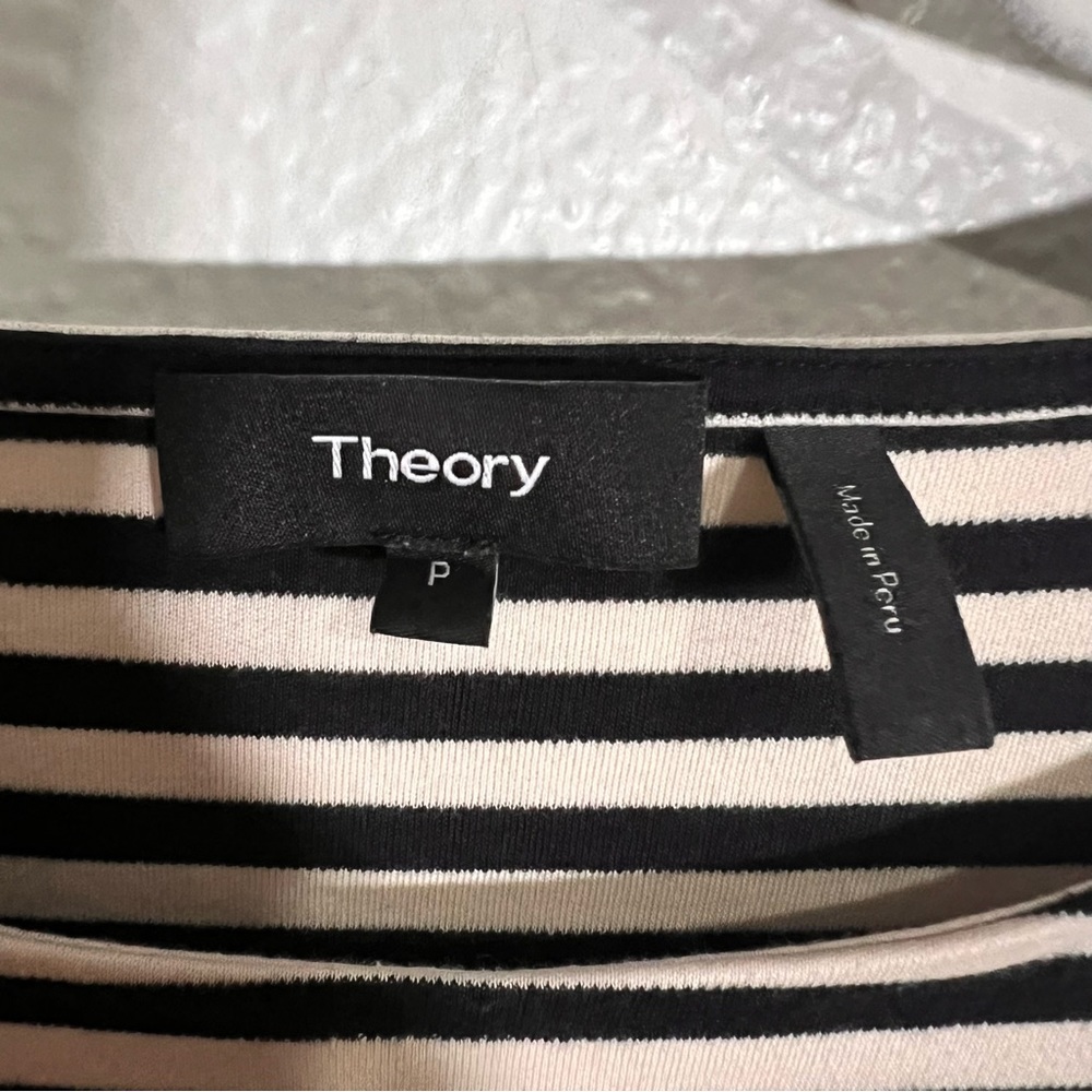 THEORY Clinton Stripe Sleeveless Twist-Front Dress Pima Cotton Size Small Petite - Picture 12 of 16